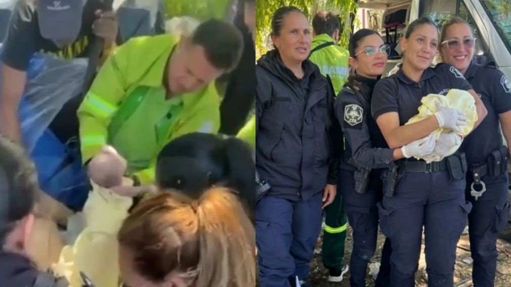 La policía y el personal médico asistieron el parto de emergencia de una mujer en situación de calle en Mar del Plata (Imágenes: gentileza 0223).
