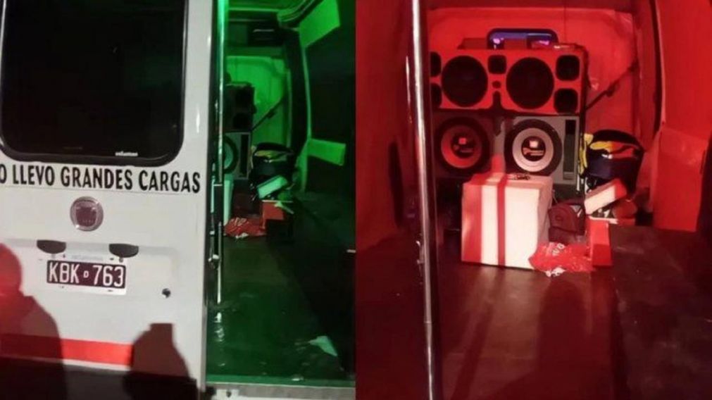 La camioneta estaba equipada con parlantes, luces de colores, una heladera y hasta un ca�o para bailar.