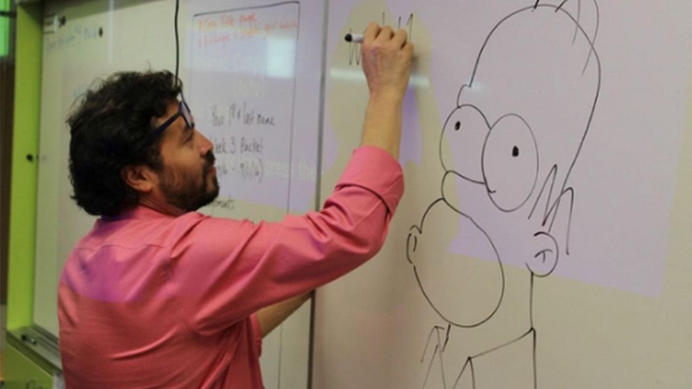 Edwin Aguilar dibujó a los Simpson por mas de dos décadas.