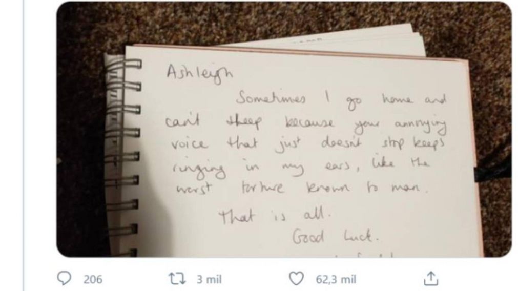 El mensaje del profesor a su alumna.