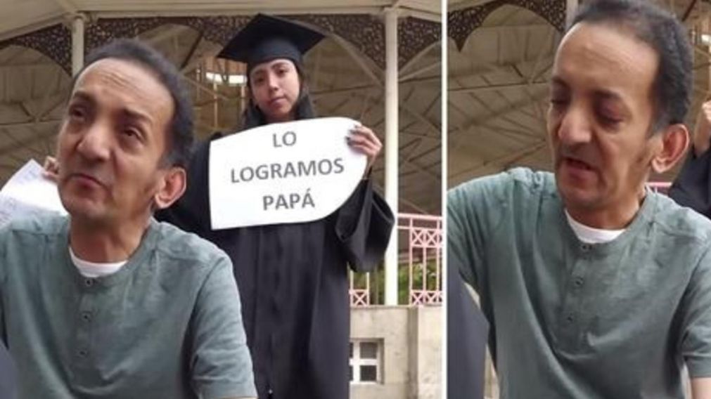 Una joven reci�n graduada en Administraci�n de Empresas prepar� una sorpresa para darle las gracias a su padre lustrabotas.