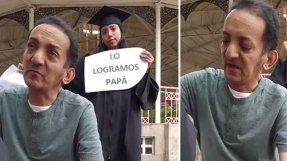 Una joven recién graduada en Administración de Empresas preparó una sorpresa para darle las gracias a su padre lustrabotas.