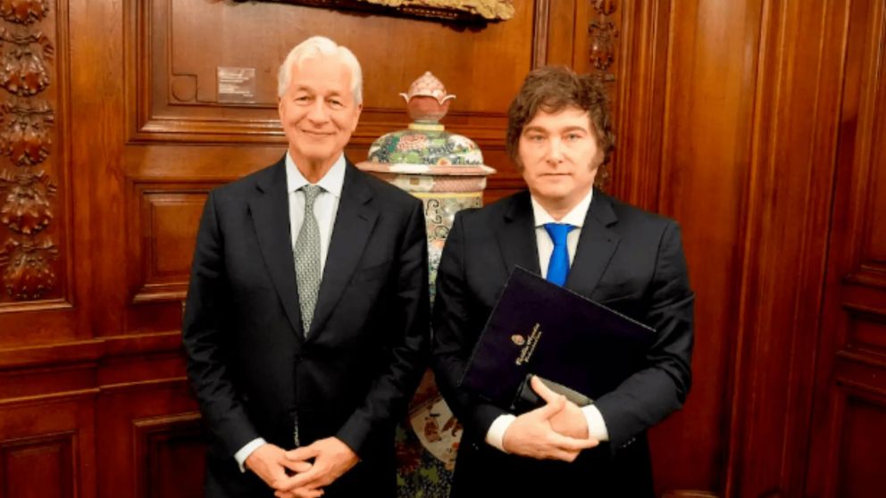 Javier Milei con el CEO de JP Morgan.