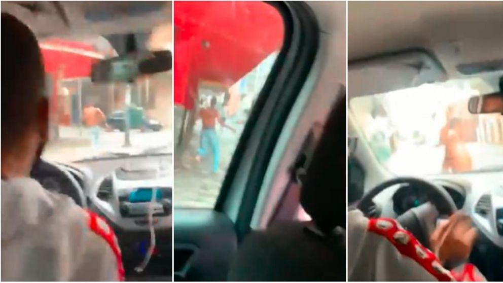 El automovilista cruzó un bulevar atropellar al supuesto delincuente.