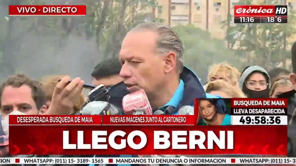 Sergio Berni, el ministro de Seguridad bonaerense, se reunió con Stella, la mamá de Maia (Crónica HD).