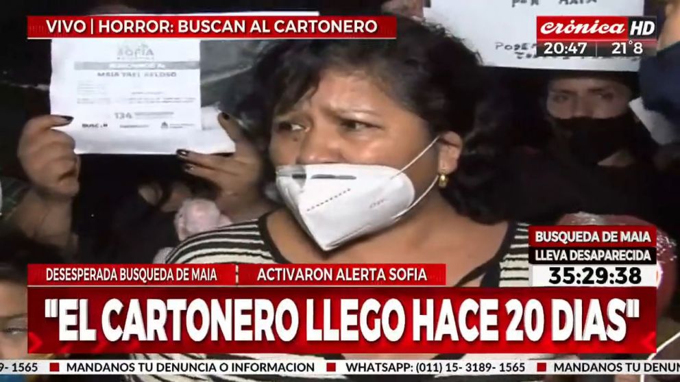 Maia Beloso tiene 7 años y fue vista por última vez el lunes junto al cartonero.