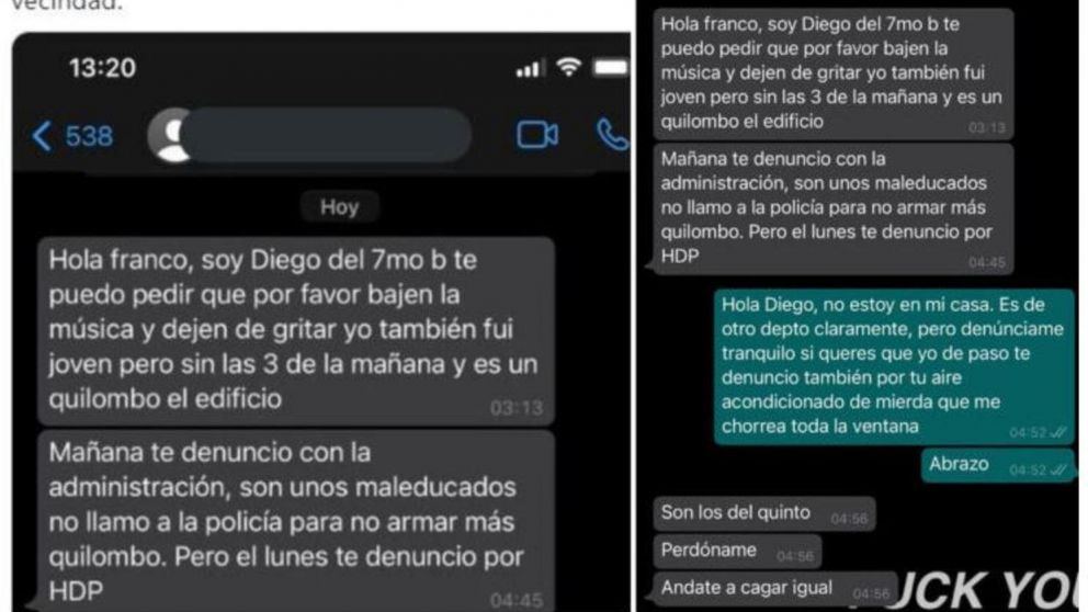 El insólito cruce de opiniones entre los vecinos (Twitter).