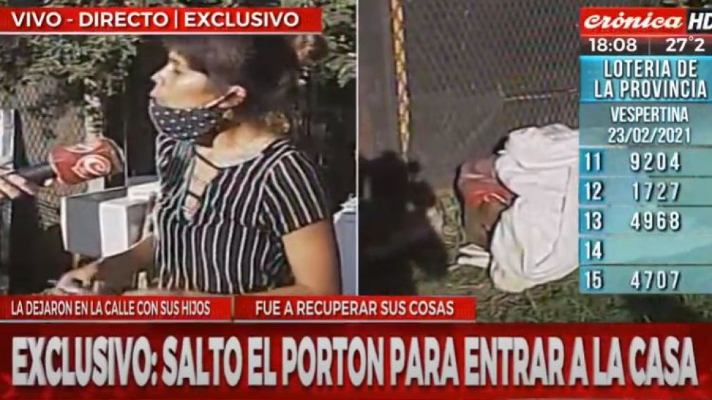 Matilde Maldonado, la mujer que quedó en la calle junto a sus tres hijos, en diálogo con Crónica HD (Captura de Pantalla).