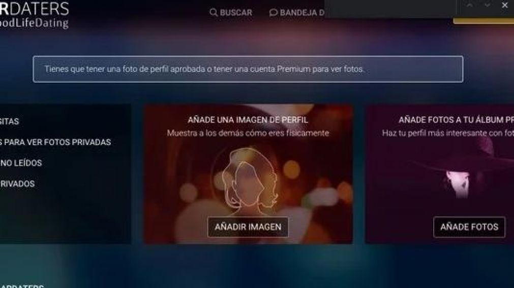 La interfaz del sitio web de citas que ofrece la experiencia del "sugardating".
