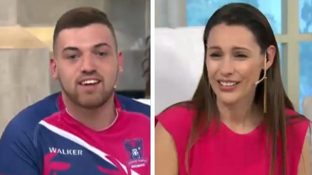 El rugbier Alan Calabrese pasó por el programa de Pampita y le confesó a la modelo lo dura que fue su infancia. (Captura video)