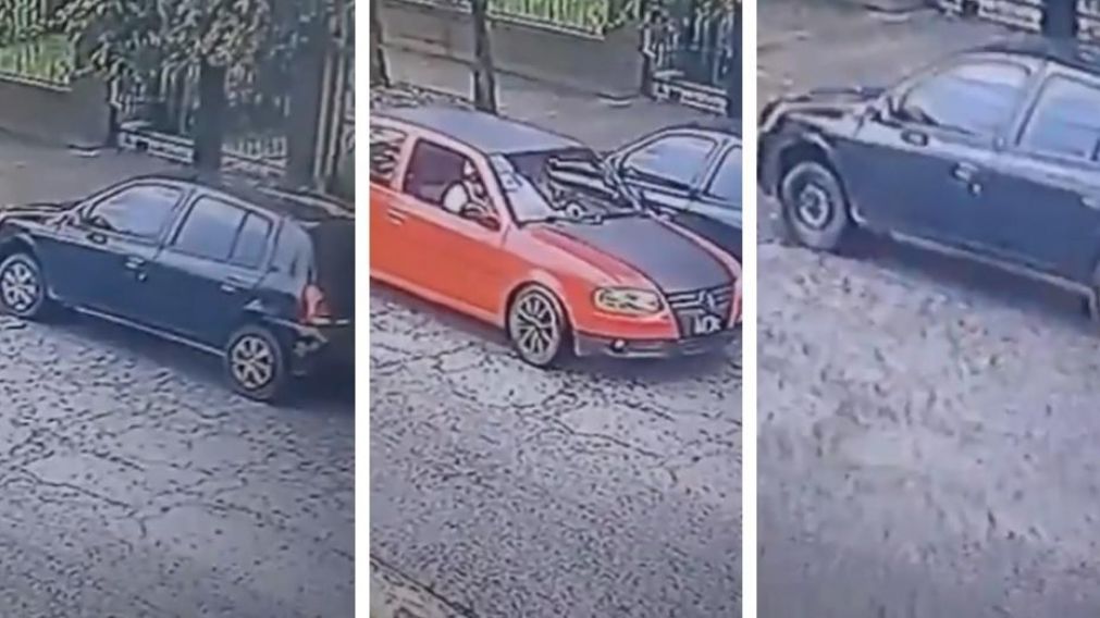 El robo de las tasas quedó grabado por las cámaras de seguridad del barrio Villa Mora de Pilar. (Captura video)