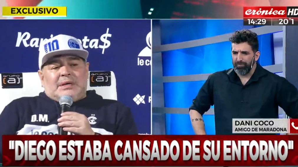 Daniel Coco, el �ltimo amigo de Maradona que lo vio antes de internarse, habl� en exclusiva con Cr�nica HD. (Captura video)