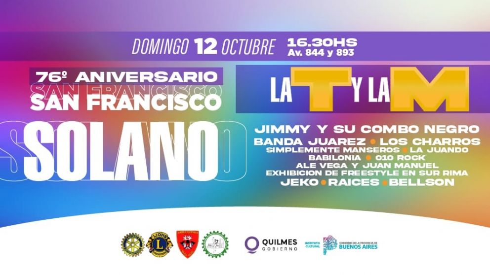 La T y la M cerrar�n los festejos de Solano: el cronograma de actividades