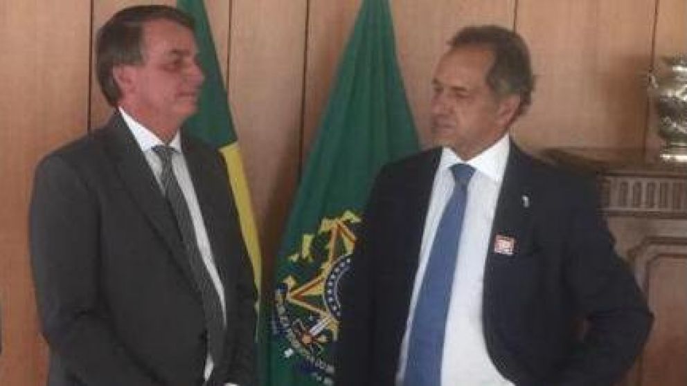 Encuentro entre Jair Bolsonaro y Daniel Scioli para aclarar el tema trigo.