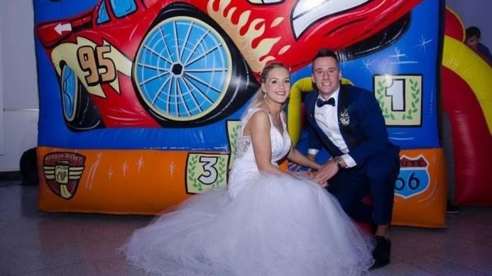 Nadia Di Cello y Fernando Dami�n Migliano, en el d�a que de su boda.