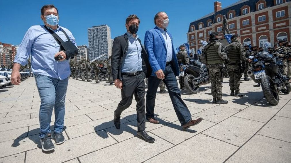 Montenegro, Kicillof y Berni, en Mar del Plata.