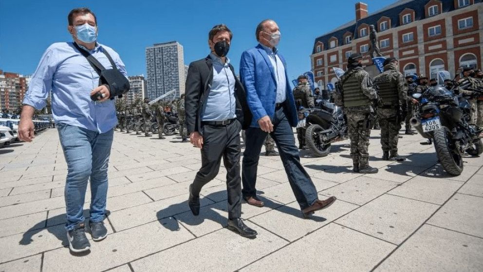 Montenegro, Kicillof y Berni, en Mar del Plata.