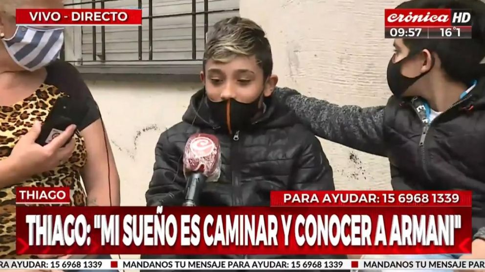 Thiago, de 11 años, sueña con poder caminar y convertirse en jugador de fútbol (Crónica HD).