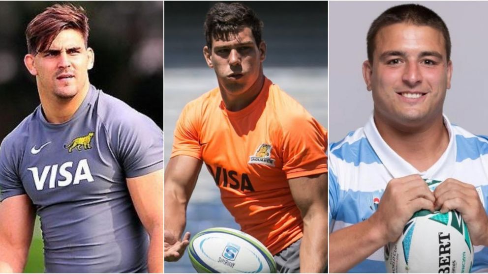 Pablo Matera, Guido Petti y Santiago Socino, los tres jugadores de Los Pumas que publicaron mensajes racistas en 2011 y 2012.