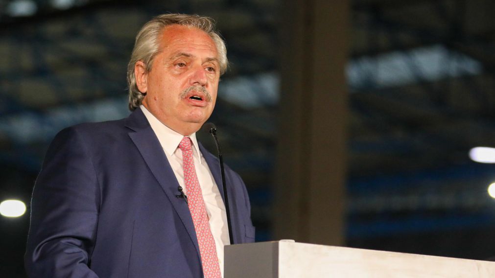 El presidente Alberto Fernández, durante su discurso en la 26° Conferencia Industrial.