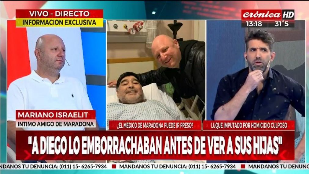 Mariano Israelit, íntimo amigo de Maradona, habló en exclusiva con Crónica HD. (captura video)