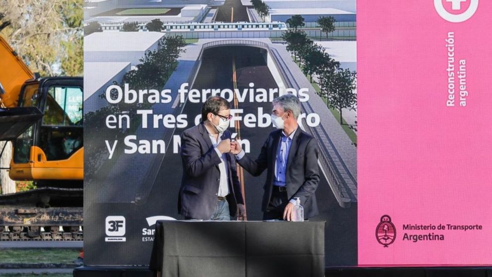 San Martín: Fernando Moreira y Mario Meoni firmaron un convenio para construir el Paso Bajo Nivel de Perdriel.