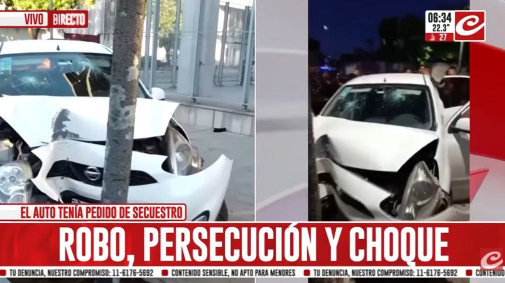 Persecución policial terminó con un choque y dos delincuentes menores de edad detenidos (Crónica HD).