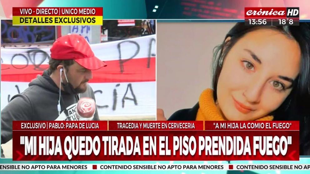 "Mi hija quedó tirada en el piso prendida fuego por dos horas", denunció el padre de Lucía Costa.