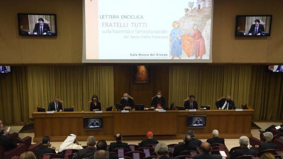 La presentaci�n de la nueva Enc�clica "Fratelli tutti", Hermanos todos, del Papa Francisco (Gentileza Vatican News).