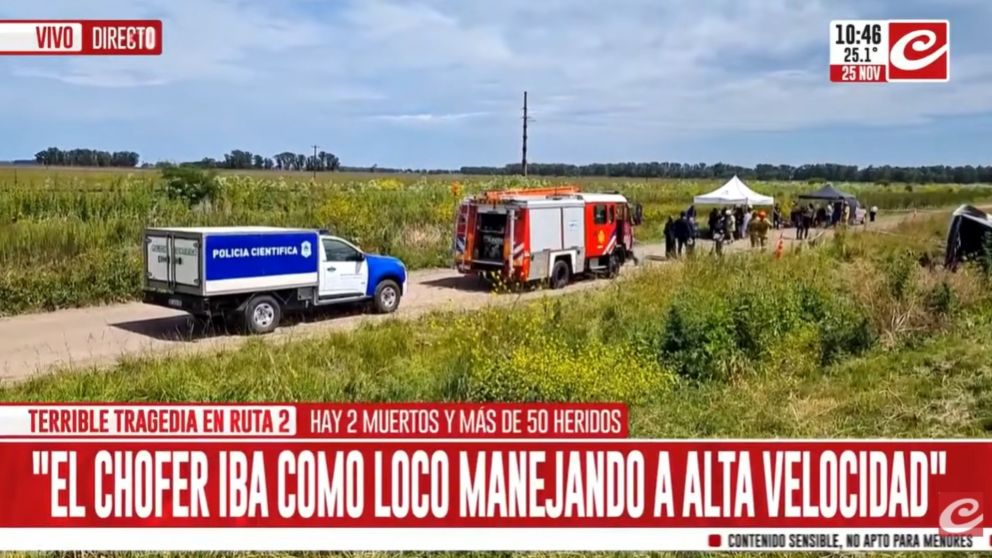Volcó un micro en la Ruta 2 (Crónica HD).