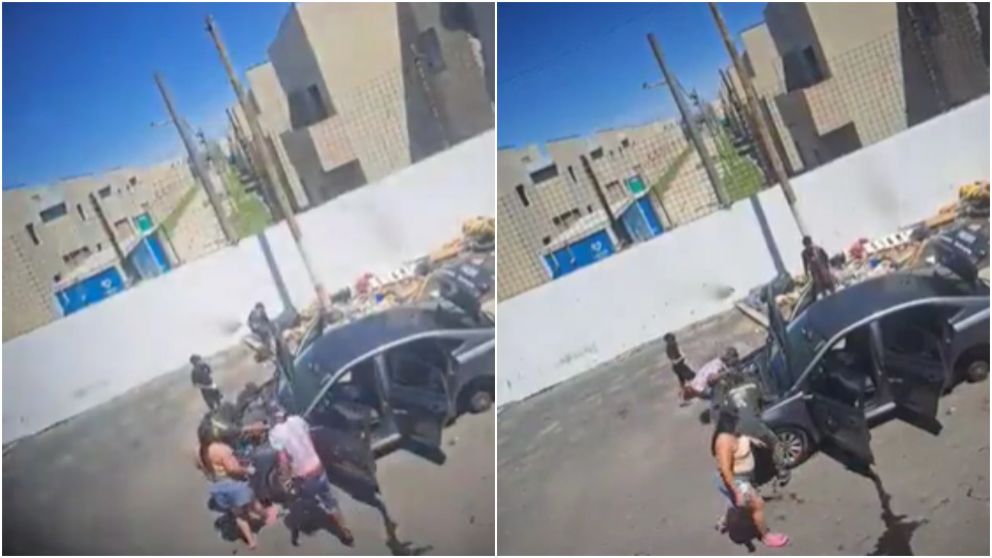 Vecinos grabaron el momento del robo piraña.