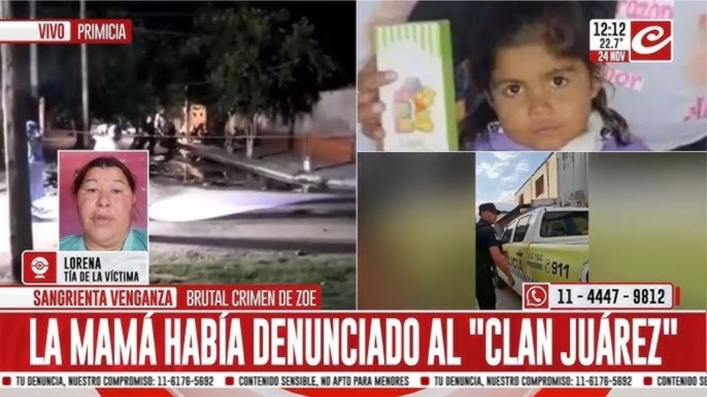 La tía de Zoe asegura que el crimen se trató de una venganza.