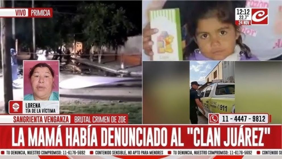 La tía de Zoe asegura que el crimen se trató de una venganza.