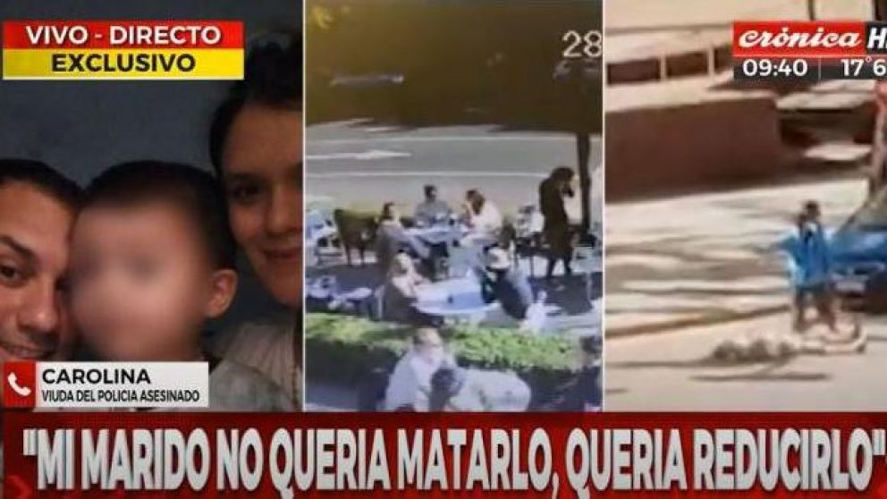 La viuda del oficial se mostró conmovida por el hecho (Captura de video).