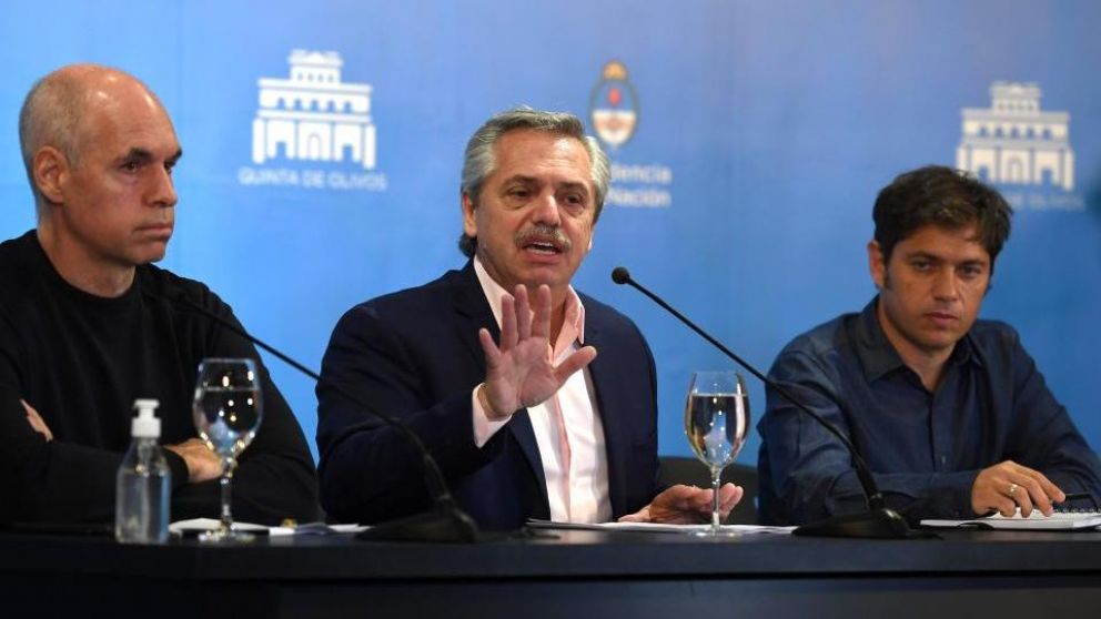 Alberto Fernández, Horacio Rodríguez Larreta y Axel Kicillof el viernes anunciaron como sigue el aislamiento.