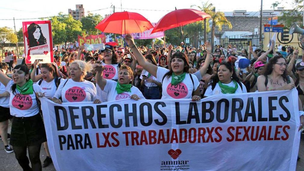 Las trabajadoras y trabajadores sexuales en una de las �ltimas marchas.