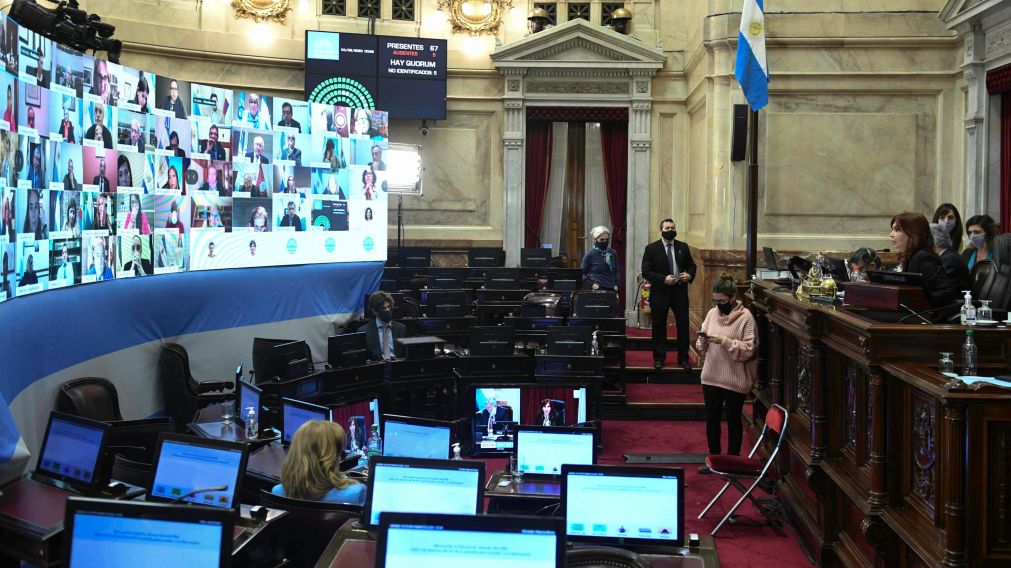 Una nueva jornada de sesiones remotas en la Cámara alta.