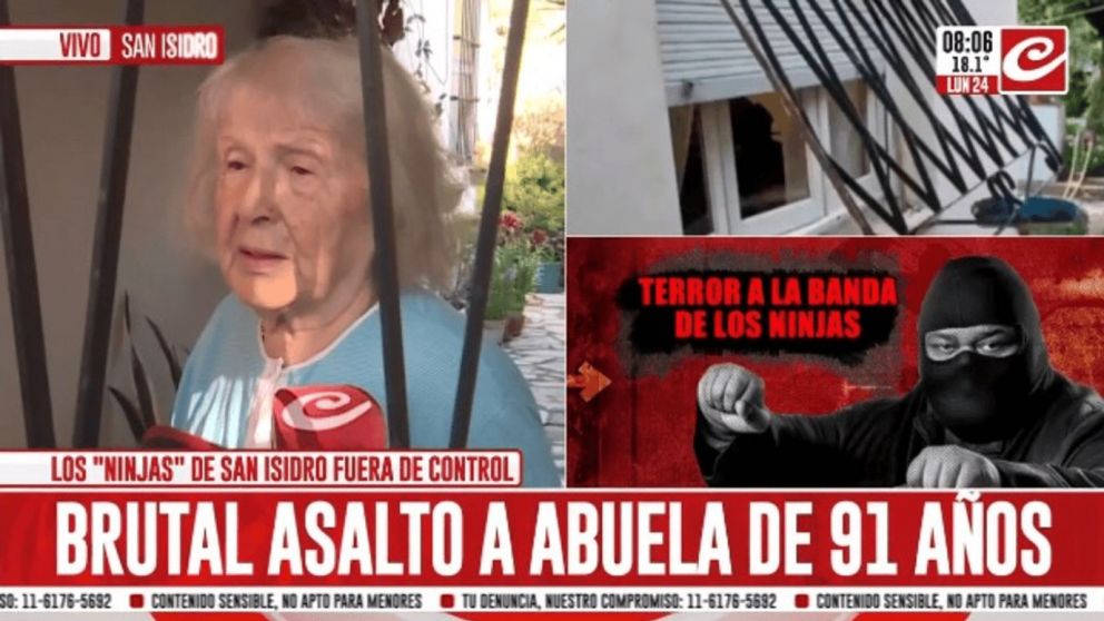 Brutal robo a una jubilada de 91 años en San Isidro: la golpearon, maniataron y se llevaron absolutamente todo (Crónica HD).