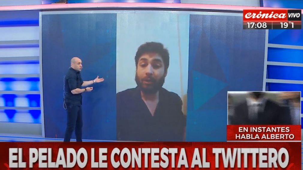 El "Pelado" de Crónica HD, le respondió al twittero. (Captura de pantalla)