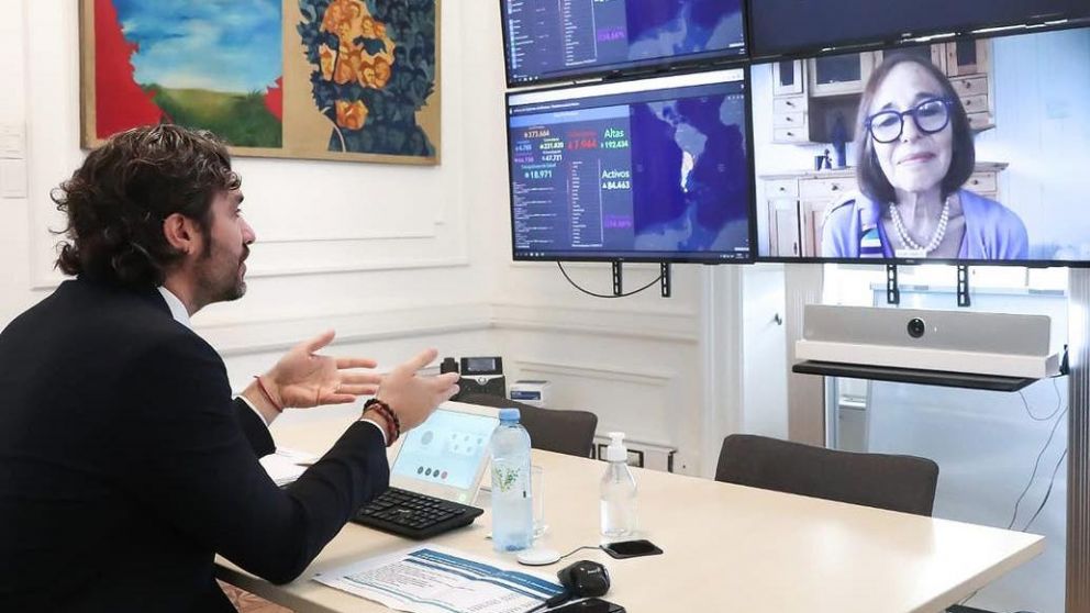 Santiago Cafiero participó a través de una videollamada de la reunión anual del Consejo de las Américas (Gentileza Jefatura de Gabinete).