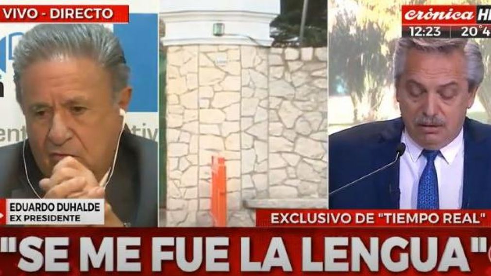 Duhalde, tras las polémicas declaraciones sobre un golpe de Estado: "Se me fue la lengua". (Captura de TV).