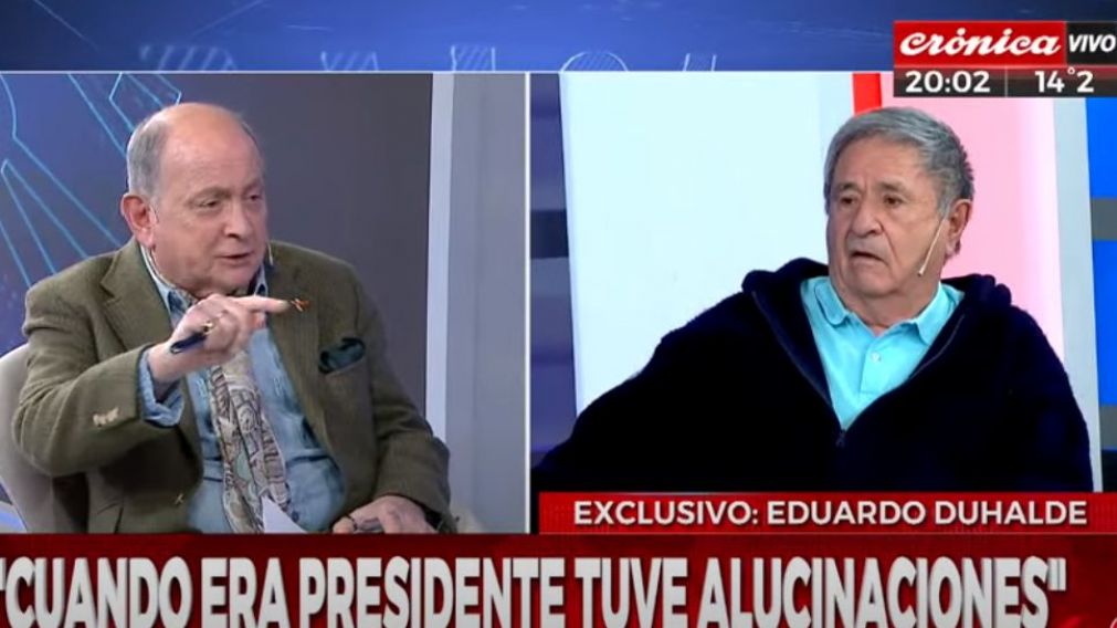 El expresidente Eduardo Duhalde, en diálogo con el periodista Chiche Gelblung por Crónica HD (Captura de pantalla).