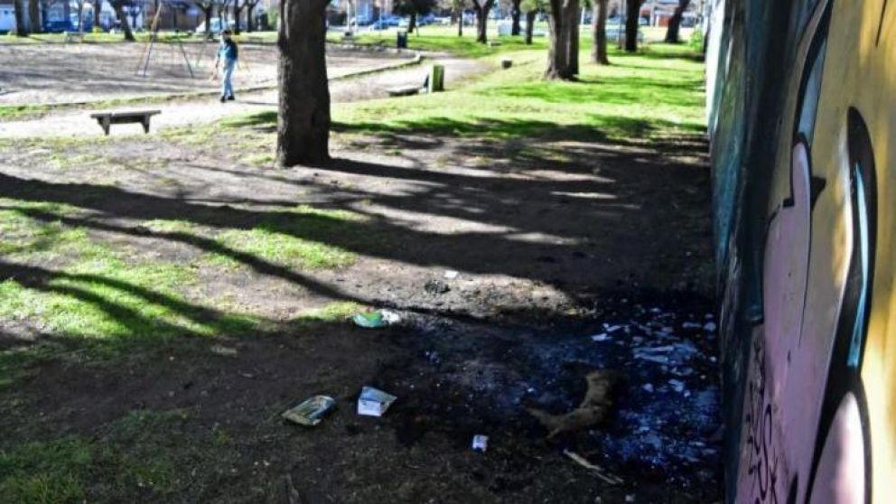 El cuerpo del indigente fue hallado entre los materiales quemados (Twitter).