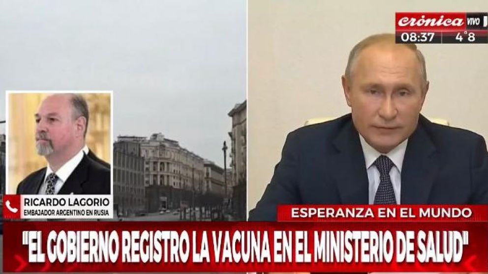 El embajador Ricardo Lagorio confirm� la noticia (Captura de TV).