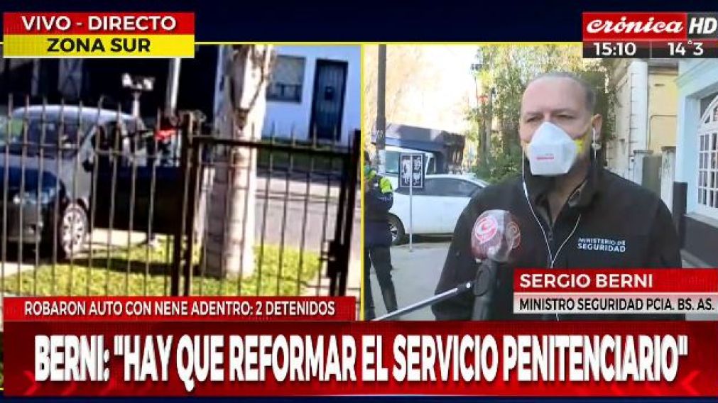 Sergio Berni habló este viernes en exclusiva con Crónica HD (Captura de pantalla).