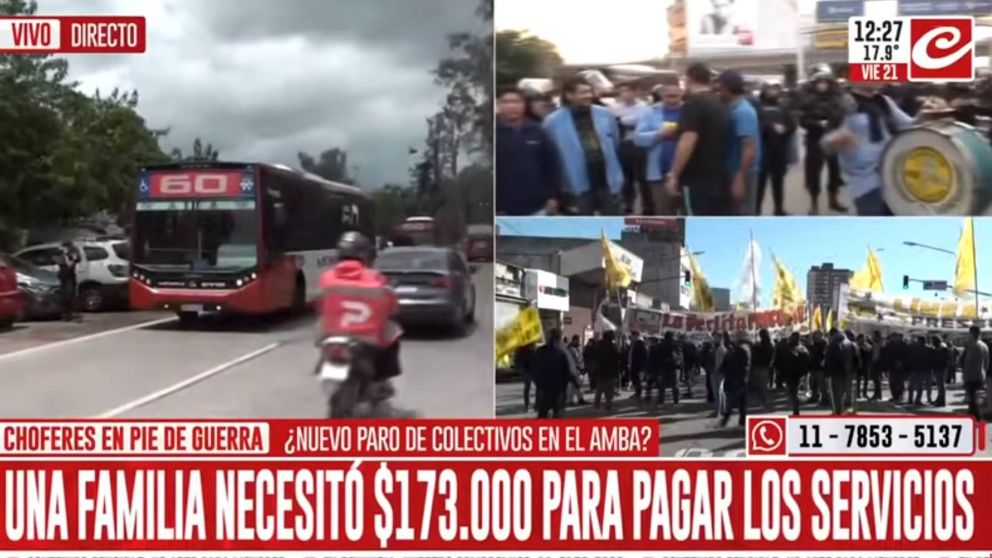 Los trabajadores de la línea 60 realizan una nueva protesta.