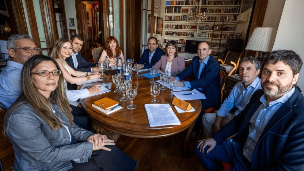 Los nueve economistas que visitaron a Cristina Kirchner el pasado 17 de noviembre. (Foto: X)