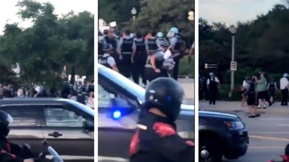 Así el policía agredió a la activista (captura video).