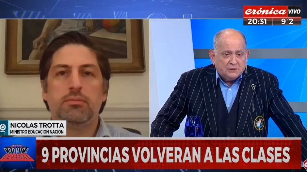 El ministro de Educación, Nicolás Trotta, en diálogo con Chiche Gelblung por Crónica HD.