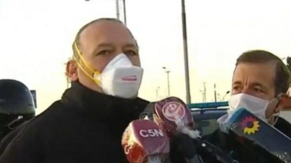 Sergio Berni, ministro de Seguridad bonaerense, estuve esta mañana en Puente La Noria (Captura de TV).